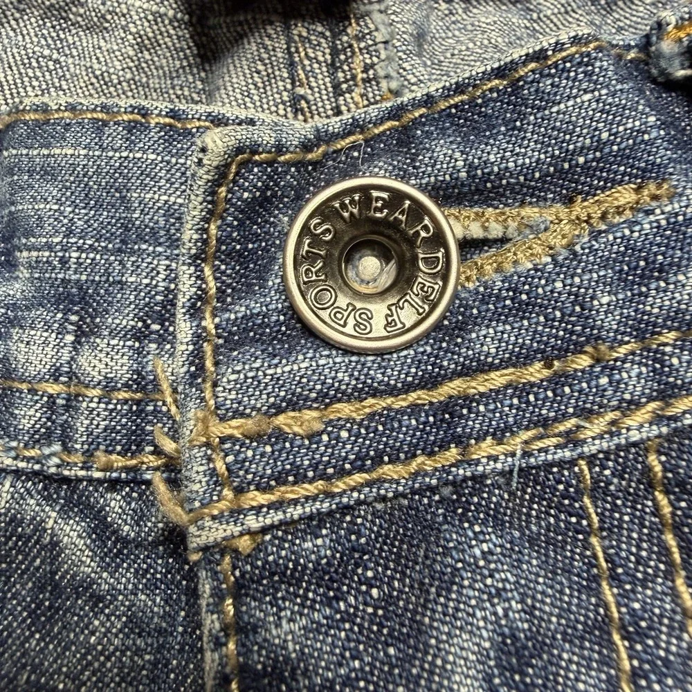 Delf Trading Jeans Men's 34x32 Y2K Wide Leg Grunge Evisu Style Denim Embroidered